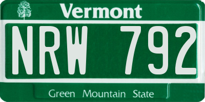VT license plate NRW792
