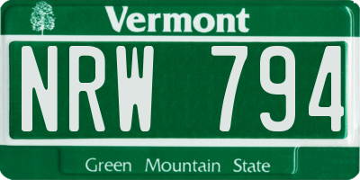 VT license plate NRW794