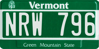 VT license plate NRW796