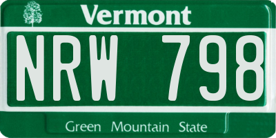 VT license plate NRW798