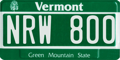 VT license plate NRW800