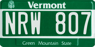 VT license plate NRW807