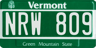 VT license plate NRW809