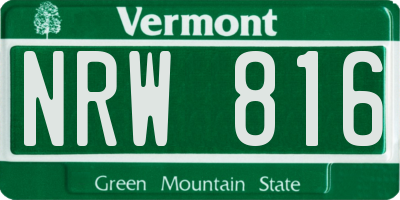 VT license plate NRW816