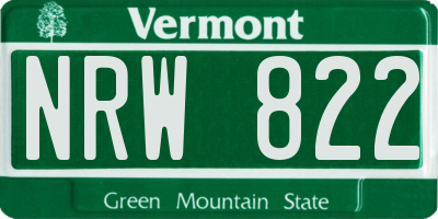 VT license plate NRW822