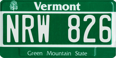 VT license plate NRW826