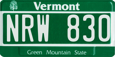 VT license plate NRW830