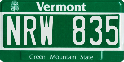 VT license plate NRW835