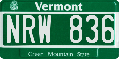 VT license plate NRW836