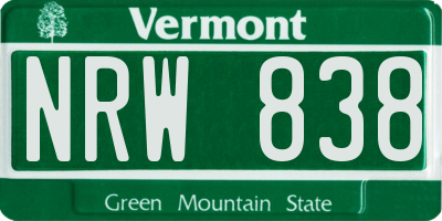 VT license plate NRW838