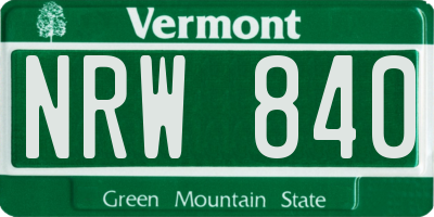 VT license plate NRW840