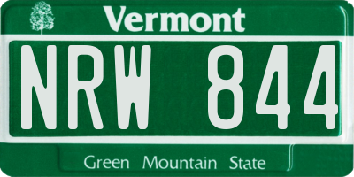 VT license plate NRW844