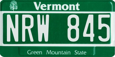 VT license plate NRW845