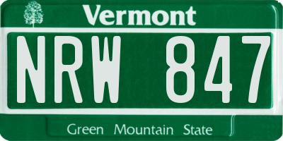 VT license plate NRW847