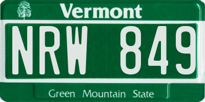 VT license plate NRW849