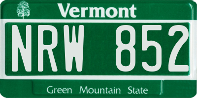 VT license plate NRW852