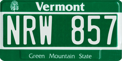 VT license plate NRW857