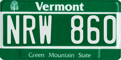 VT license plate NRW860