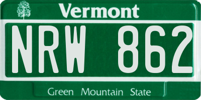 VT license plate NRW862