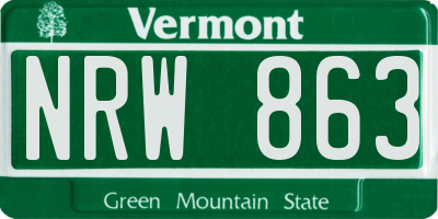 VT license plate NRW863