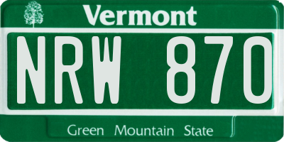 VT license plate NRW870