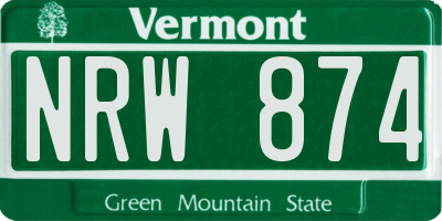 VT license plate NRW874
