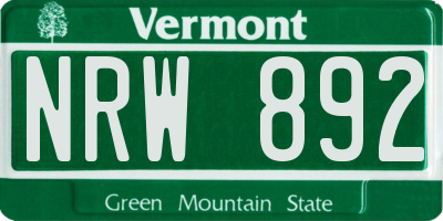VT license plate NRW892