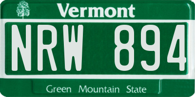 VT license plate NRW894