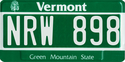 VT license plate NRW898