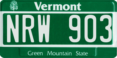VT license plate NRW903