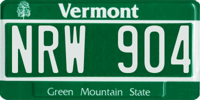 VT license plate NRW904