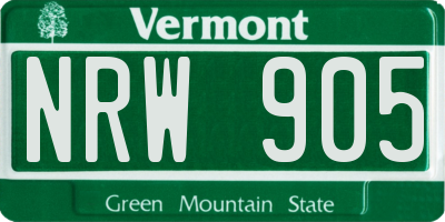 VT license plate NRW905
