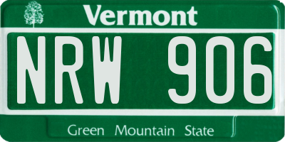 VT license plate NRW906