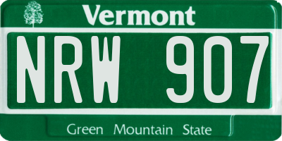 VT license plate NRW907