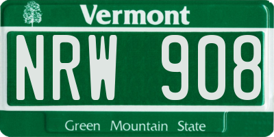 VT license plate NRW908