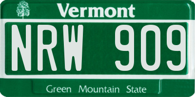 VT license plate NRW909