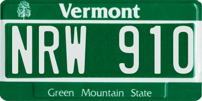 VT license plate NRW910