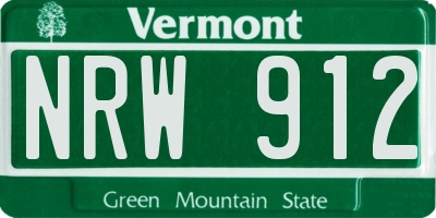 VT license plate NRW912