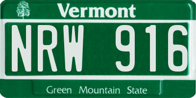 VT license plate NRW916
