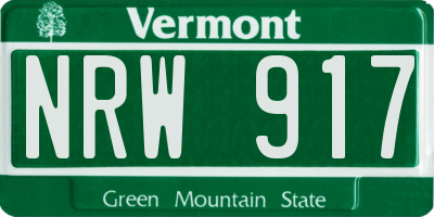 VT license plate NRW917