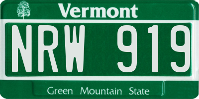 VT license plate NRW919