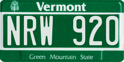 VT license plate NRW920