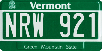 VT license plate NRW921