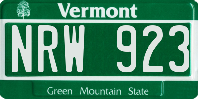 VT license plate NRW923