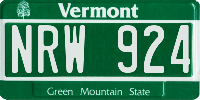 VT license plate NRW924