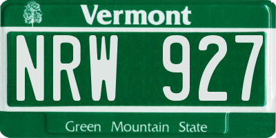 VT license plate NRW927