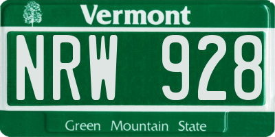 VT license plate NRW928
