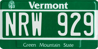 VT license plate NRW929