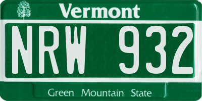 VT license plate NRW932