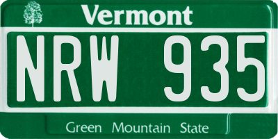 VT license plate NRW935